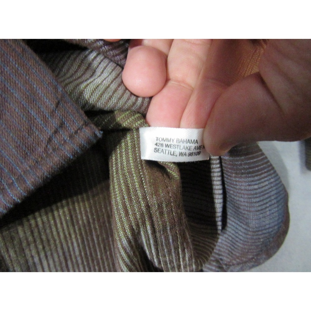 Tommy Bahama Button Up Mens XL Green Excellent Plaid Cotton Silk T35077 - Picture 4 of 15